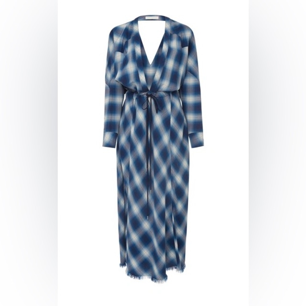 NWT Jonathan Simkhai Washed Plaid Diamond Western Midi Dress 0 - Picture 5 of 5